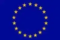 Europäische Union Flagge Europäische Union Flagge mit 12 goldenen Sternen auf blauem Hintergrund.